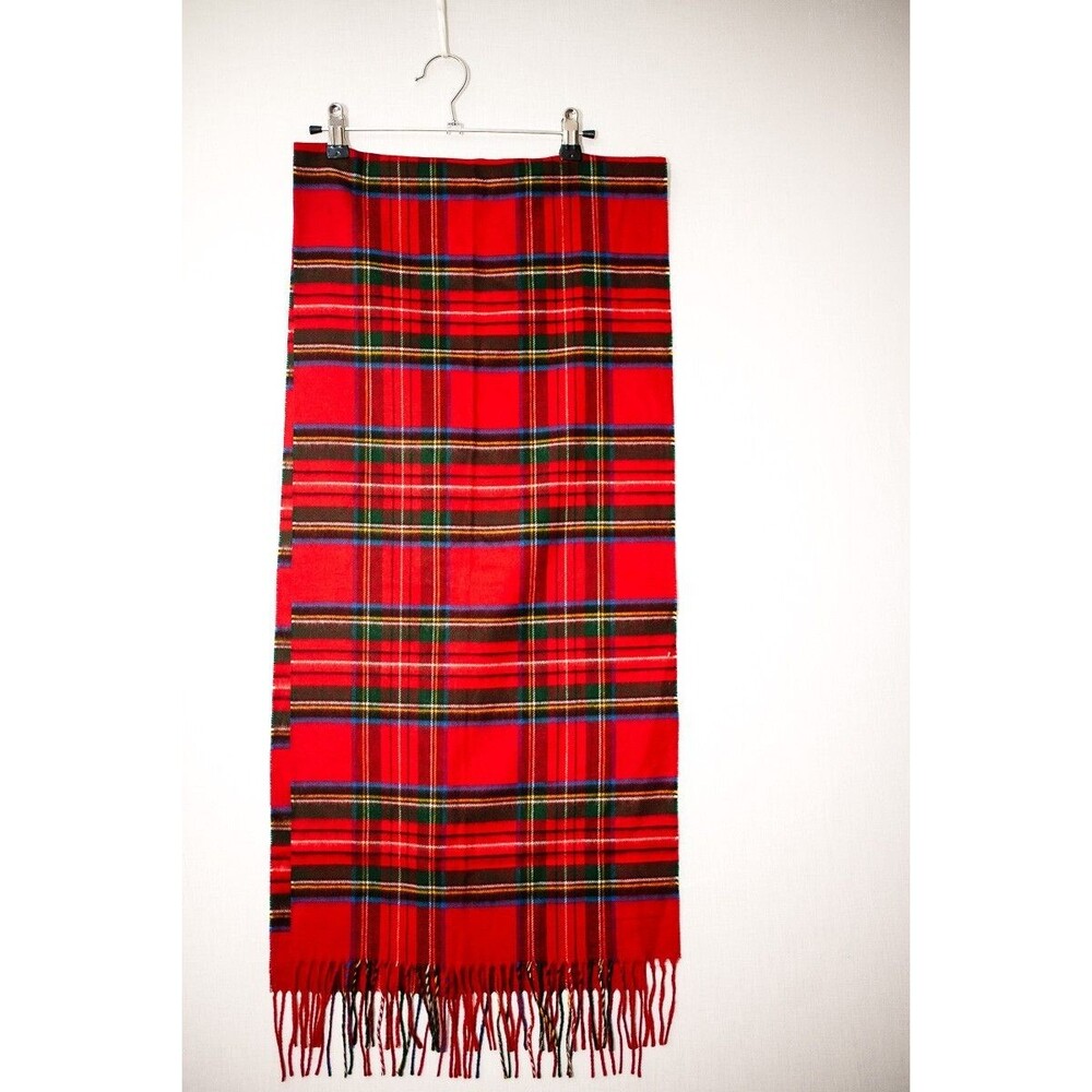 V.Fraas Cashmink red plaid soft neck scarf 15" x 70"